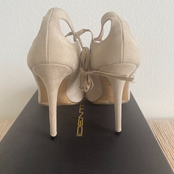 BRAND NEW IN BOX - Identita Jada Beige Suede Anklewrap Stiletto 4"/100mm Pumps - Picture 6 of 14